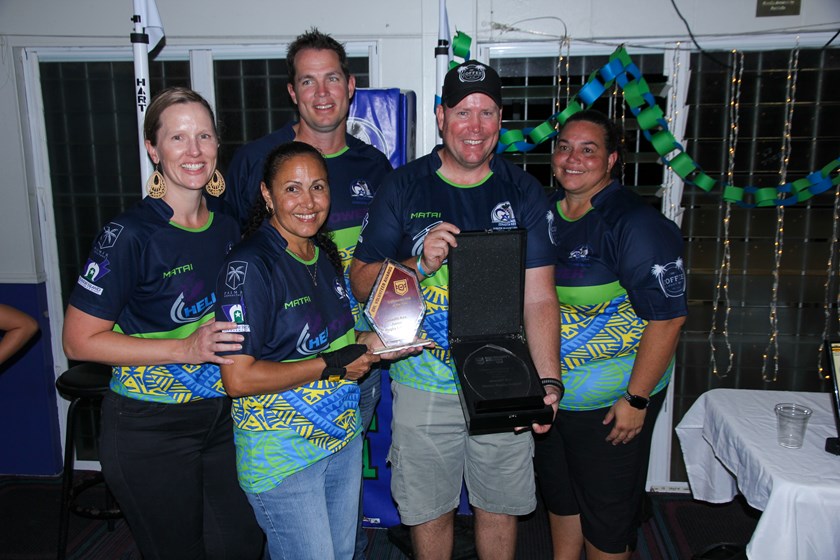  Zenadth Kes Junior Rugby League receiving their 42025.community Club of the Year award on Thursday Island, QLD