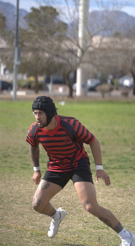 Former NFL player Cyrus Habibi-Likio has been invited to the 42025.combine after starring at the Vegas 9s tournament